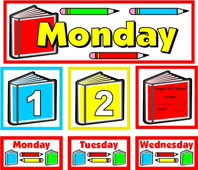 August Calendar Set for Pocket Charts Back to School