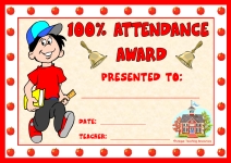 Boy 100 Percent Attendance Award