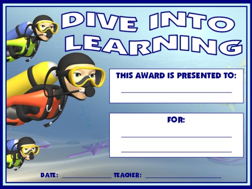 Dive Into Learning Achievement Award Certificate