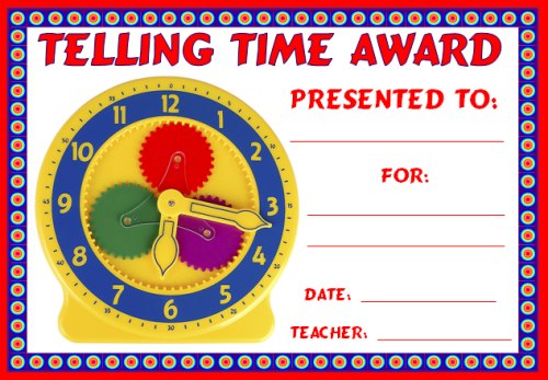 Free Math Telling Time Award Certificate For Elementary School Students