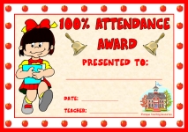 Girl 100 Percent Attendance Award