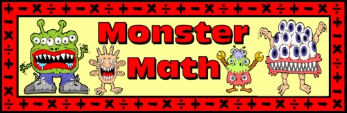 Monster Math Free Bulletin Board Display Banner for Elementary School Teachers