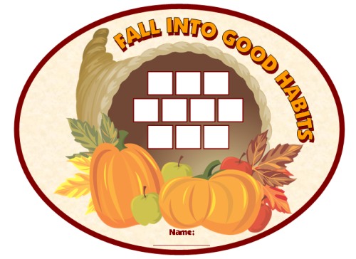 Thanksgiving Sticker Chart Fall Into Good Habits