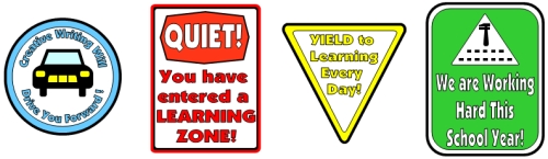Back To School Bus Road Signs for Bulletin Board Display Examples