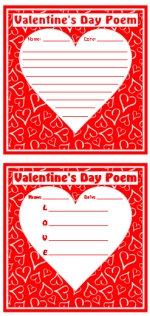 Valentine's Day Poems Printable Worksheets