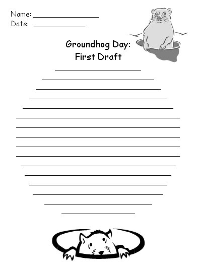 Groundhog Day First Draft Creative Writing Prompts Printable Worksheet