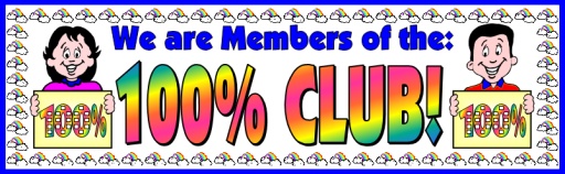 100 Percent Sticker Chart Club Bulletin Board Display Banner