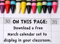 Download Free March Classroom Calendar Set