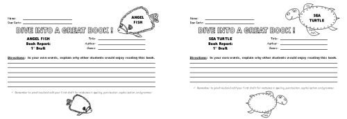 Fish Book Report Projects:  Angel Fish and Turtle
