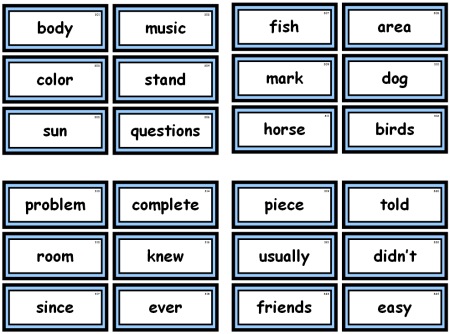 Fry 1000 Instant Words For Teaching Reading: Free Flash Cards and Word Lists