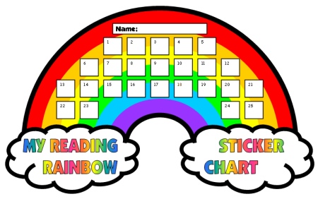 Reading Rainbow Sticker Charts: Colorful reading incentive charts with