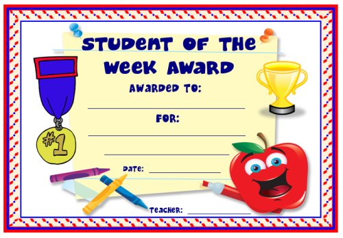 award certificate template. the Week Award Certificate