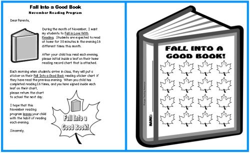 Fall Into Reading Sticker Charts Parent Letter