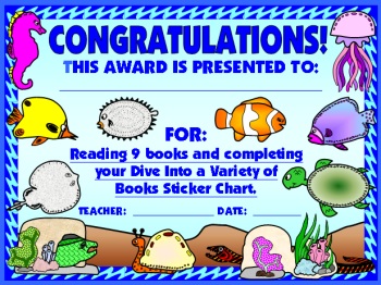 Student Reading Award Certificate Dive Into Reading